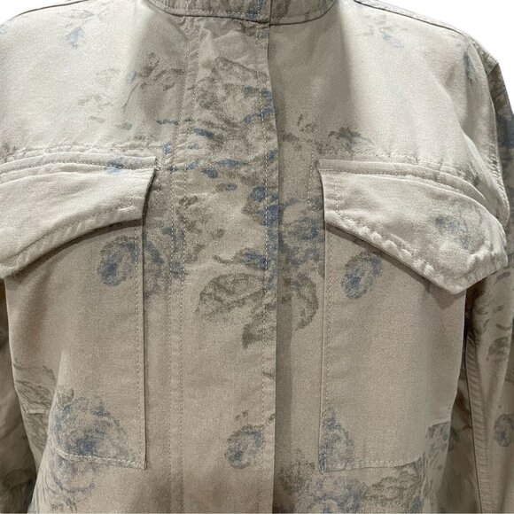 Chaps Beige Floral Utility Jacket Womens Small Military Style Cotton Spring Casu - Picture 6 of 10